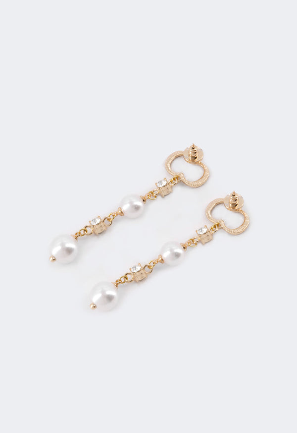 Choice Long Crystal Monogram Earrings Gold