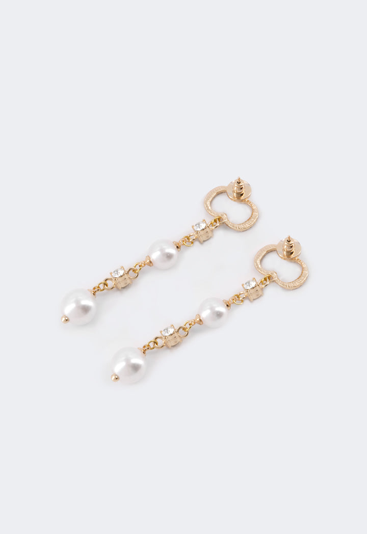 Choice Long Crystal Monogram Earrings Gold