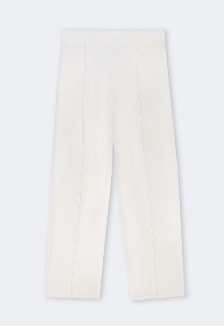 Choice Knitted Straight Fit Solid Pants Cream