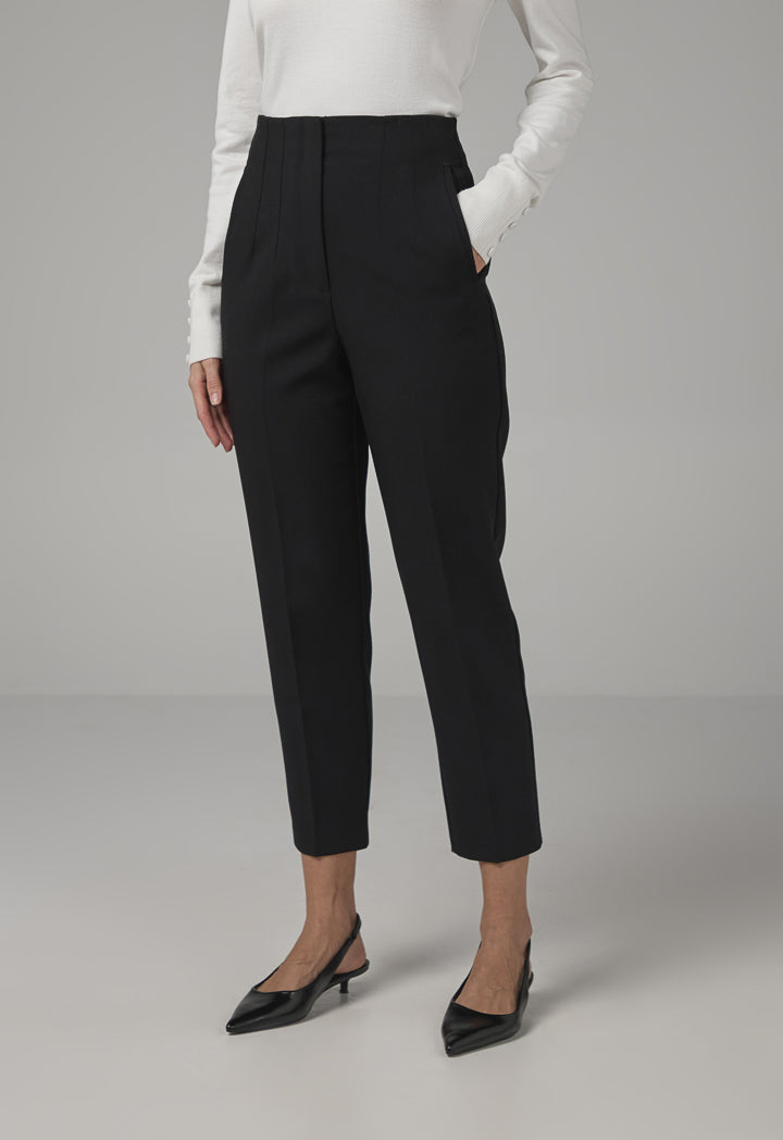 Choice Single Tone High-Waist Trousers Black