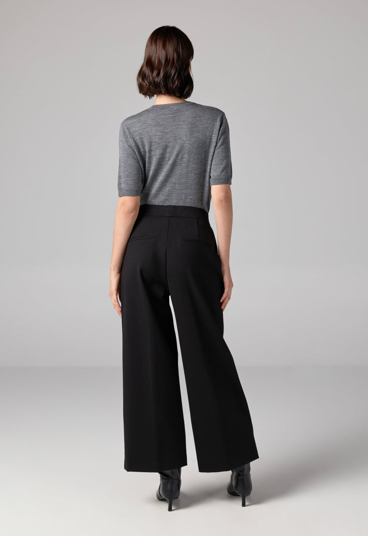 Choice Solid High Waist Trousers Black