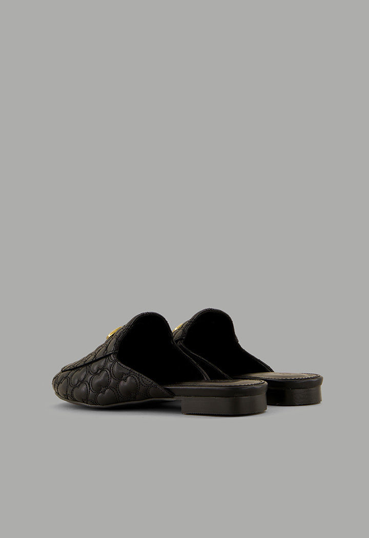 Choice Quilted Embellished Mules Black