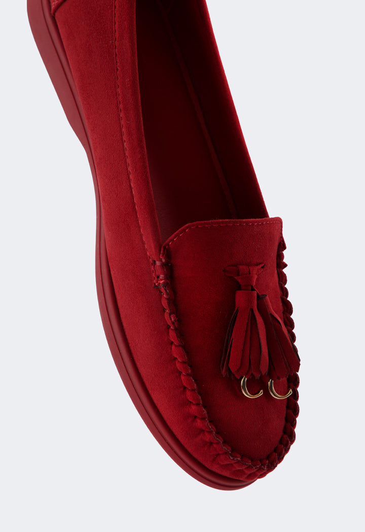Choice Tassel Suede Loafers Maroon