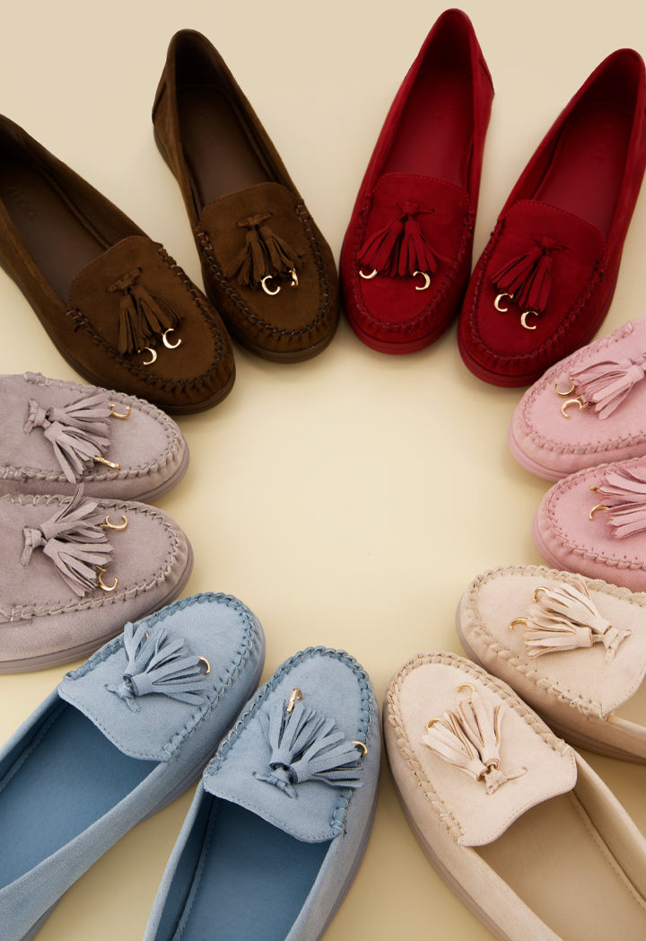 Choice Tassel Suede Loafers Maroon