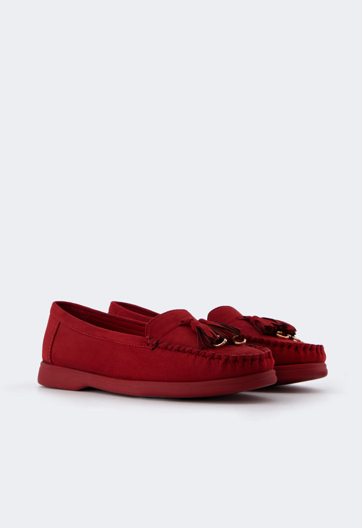 Choice Tassel Suede Loafers Maroon