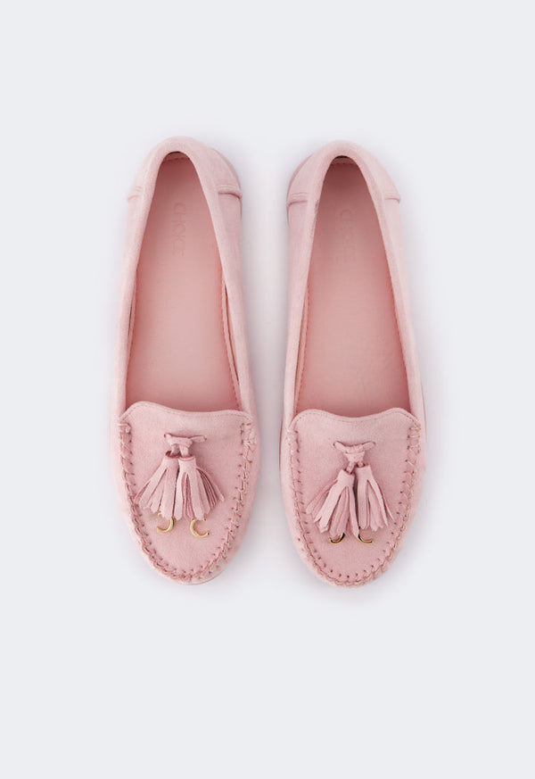 Choice Tassel Suede Loafers Pink