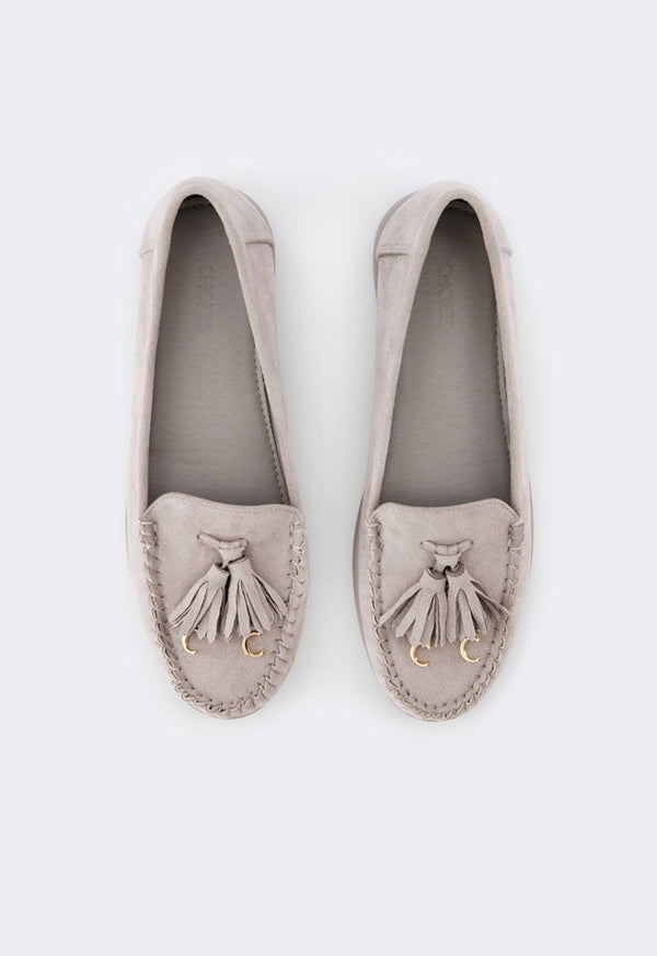 Choice Tassel Suede Loafers Grey