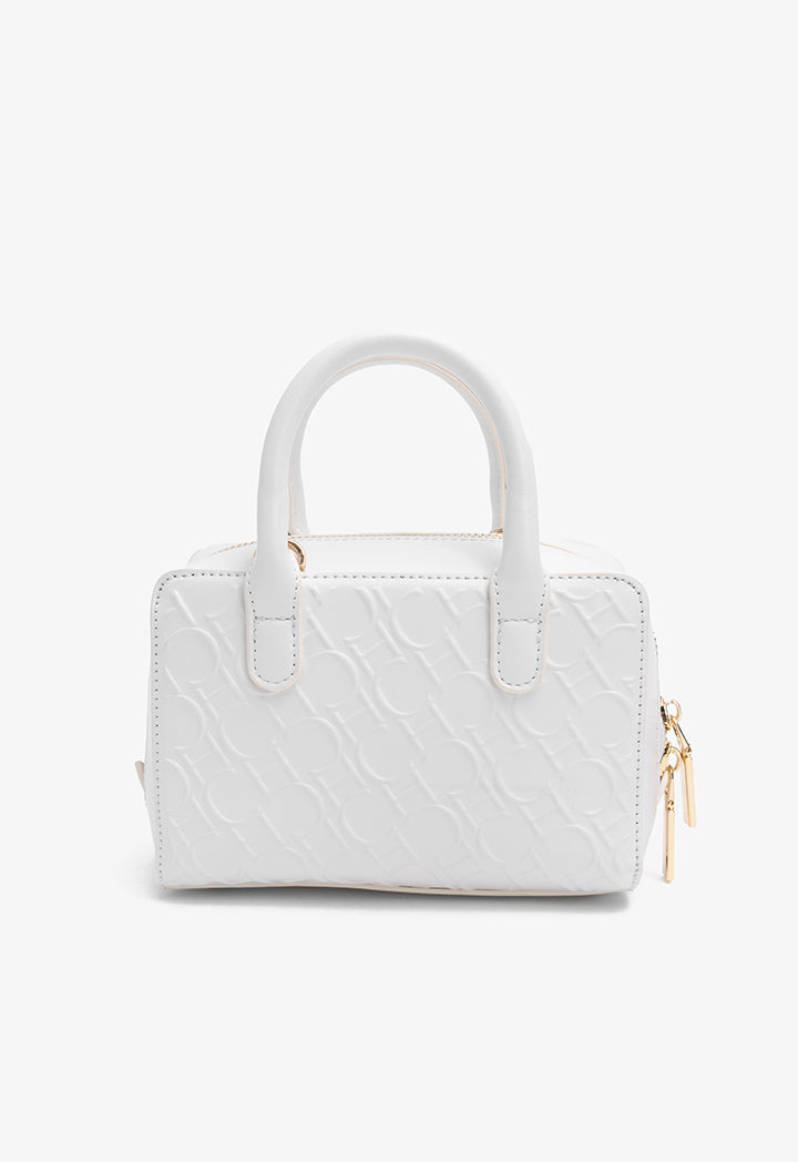 Choice Solid Textured Monogram Cross Body Bag White