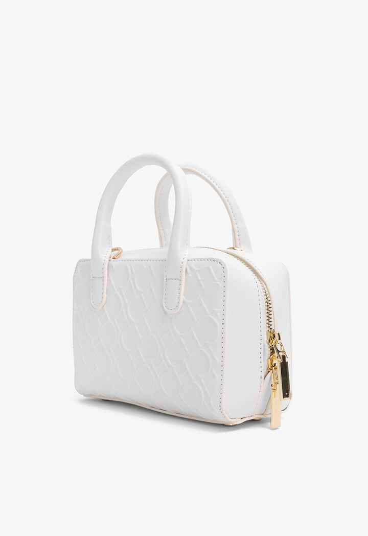 Choice Solid Textured Monogram Cross Body Bag White