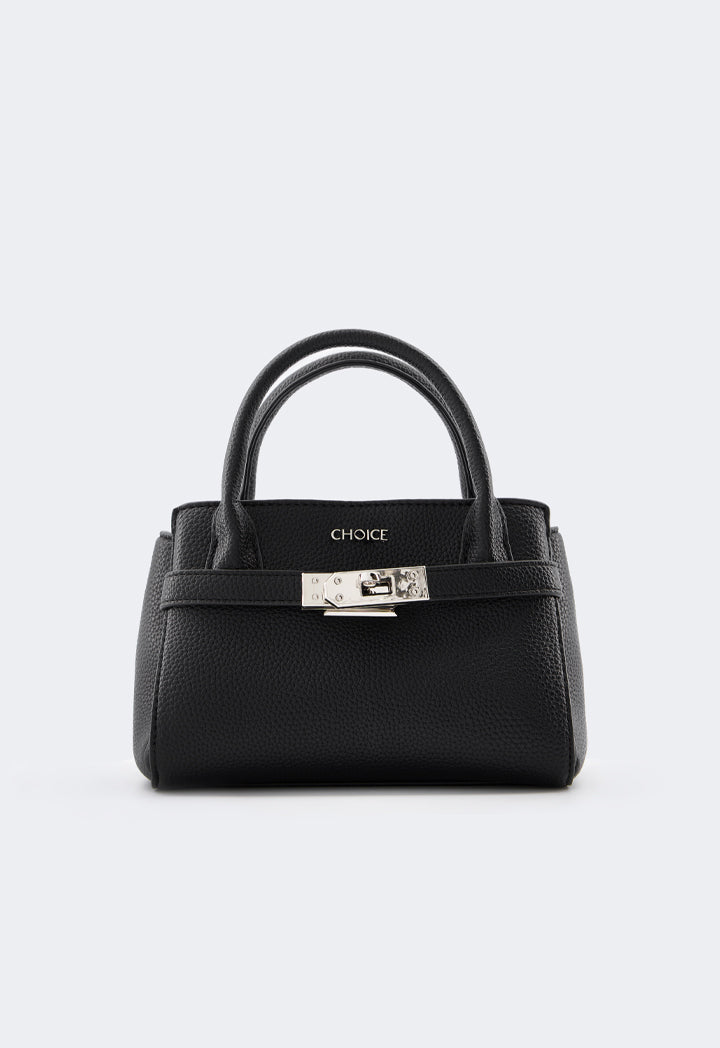 Choice Iconic Metallic Turn Lock Handbag Black