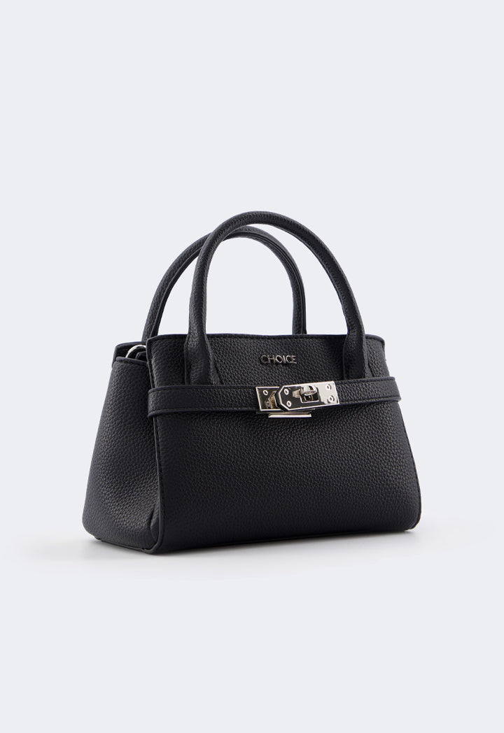 Choice Iconic Metallic Turn Lock Handbag Black