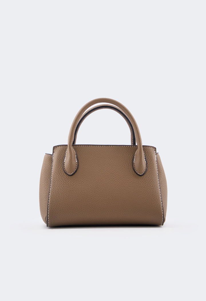 Choice Iconic Metallic Turn Lock Handbag Taupe