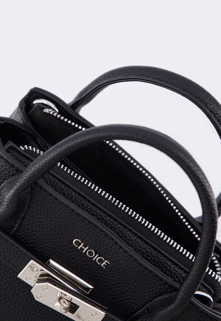 Choice Iconic Metallic Turn Lock Handbag Black