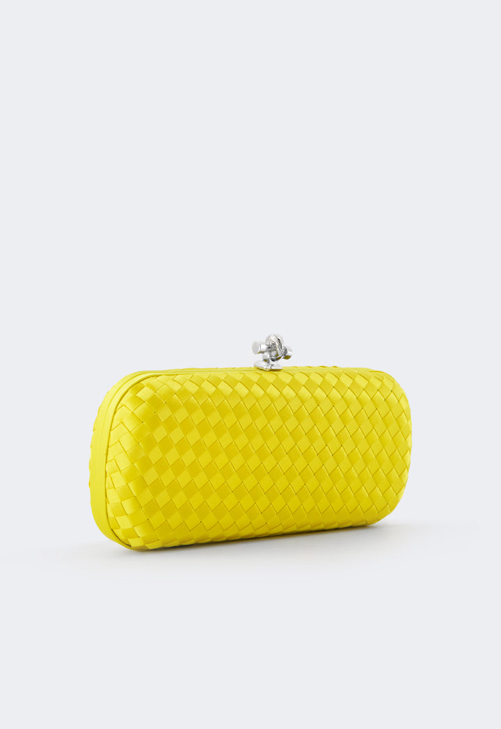 Choice Knot Clasp Woven Clutch Yellow