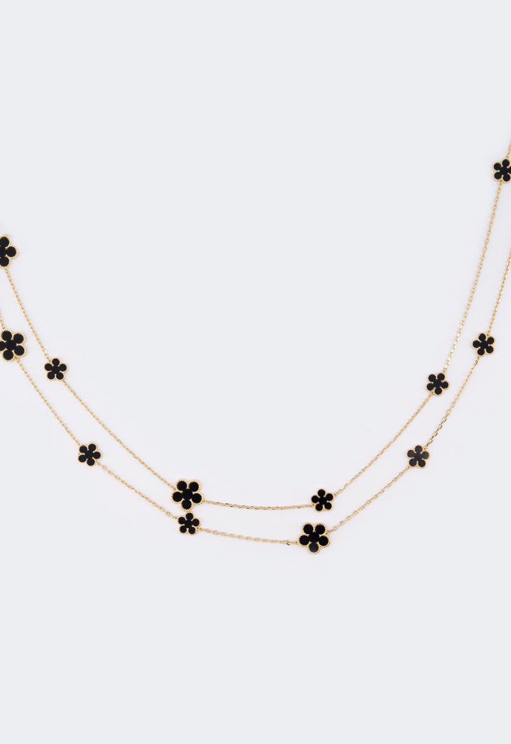 Choice Long Floral Clove Necklace Black