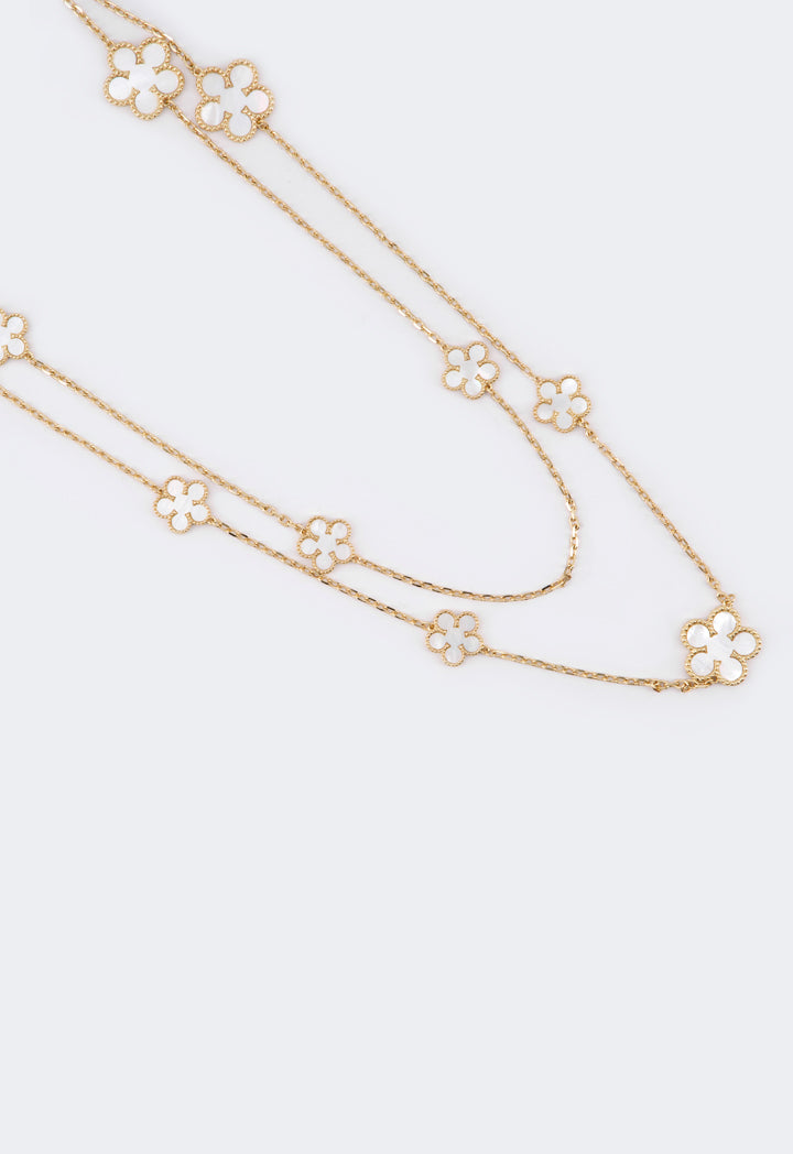 Choice Long Floral Clove Necklace White