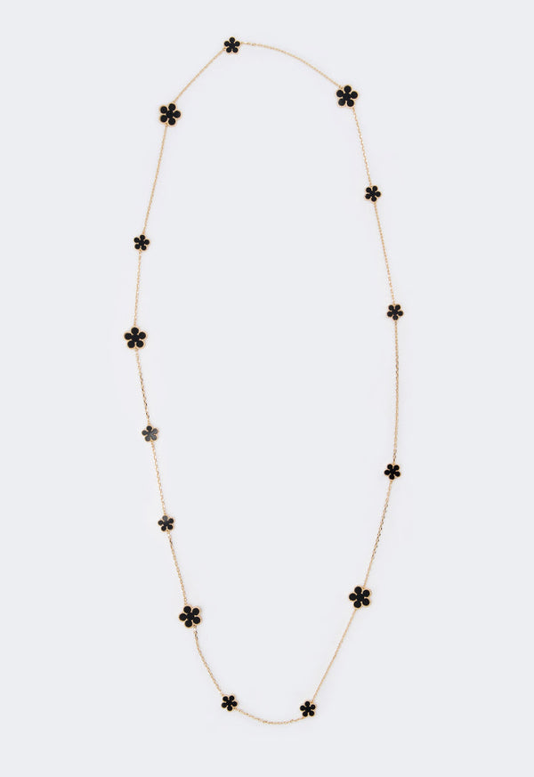 Choice Long Floral Clove Necklace Black