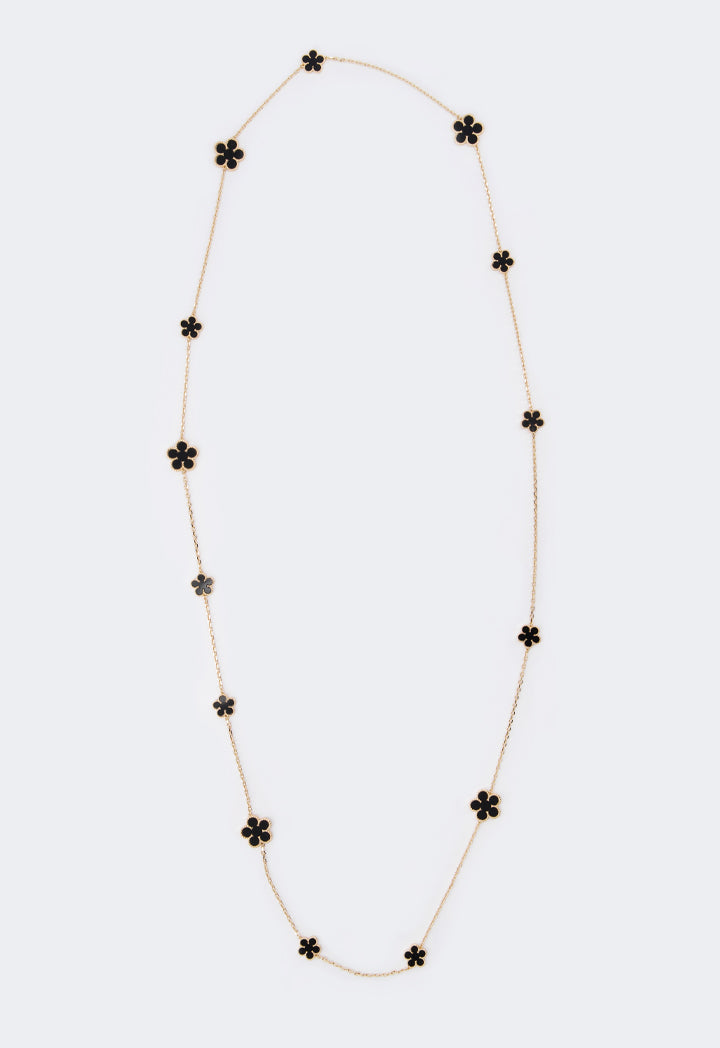 Choice Long Floral Clove Necklace Black