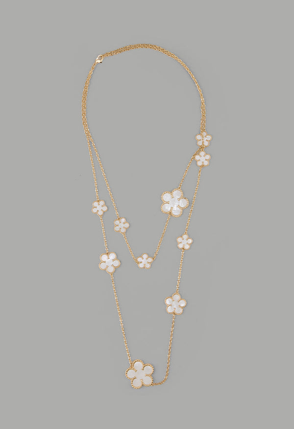 Choice Long Floral Clove Necklace White