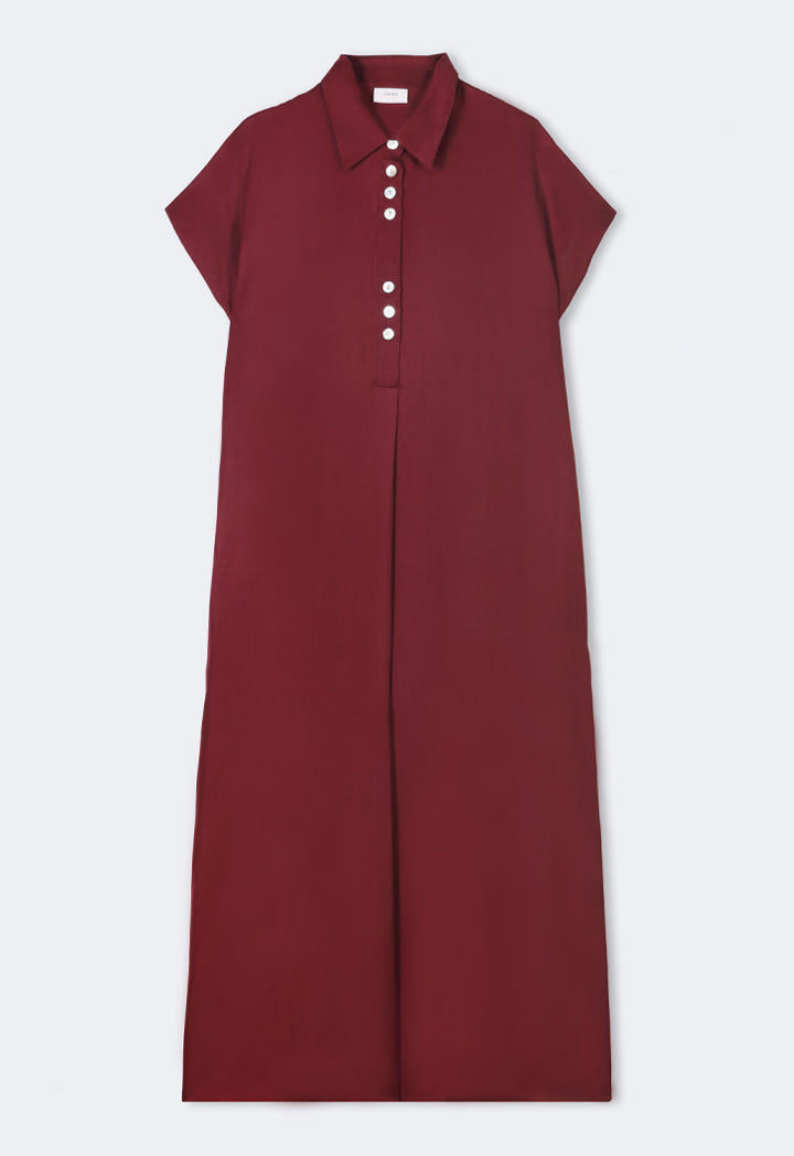 Choice Solid Sleeveless Maxi Dress Burgundy