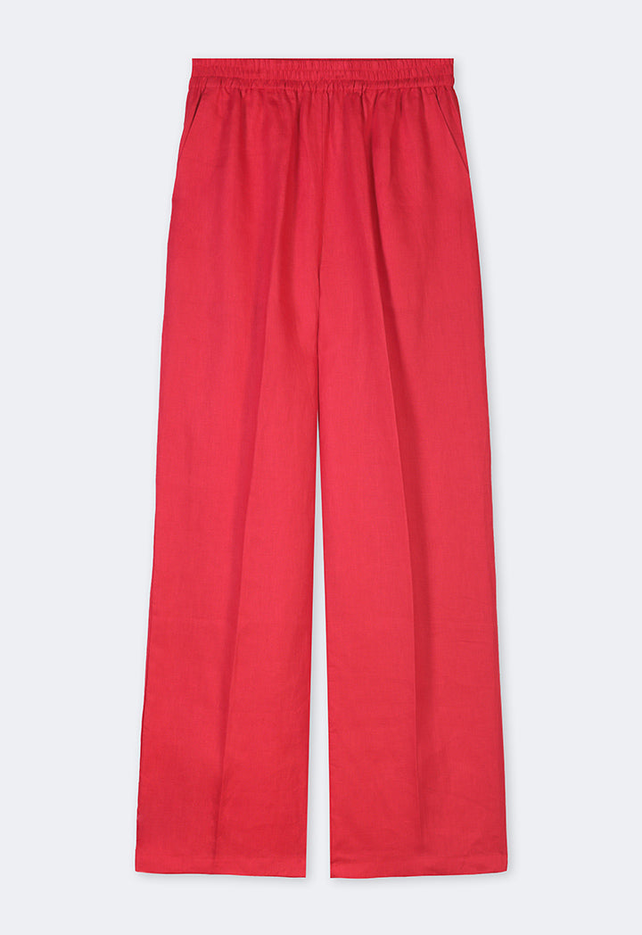 Choice High-Waist Straight-Cut Basic Trousers Red