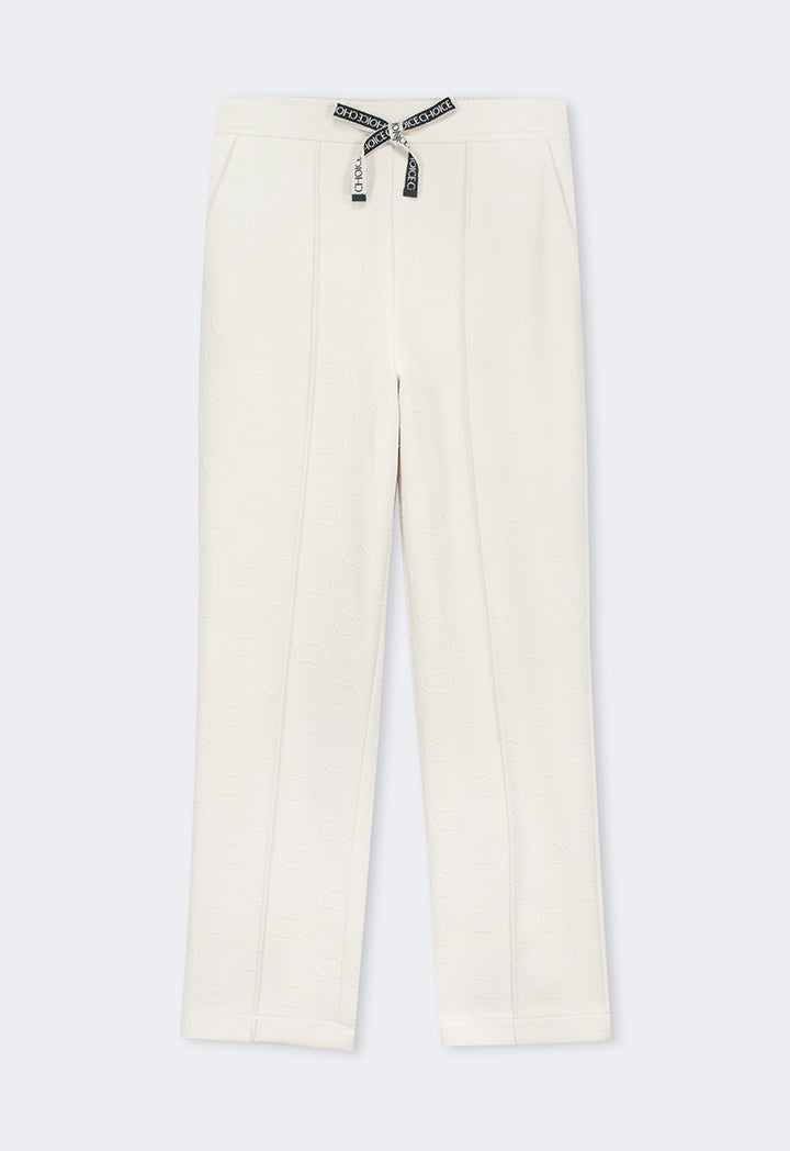Choice Pin Tuck At Front Monogram Trousers Sand