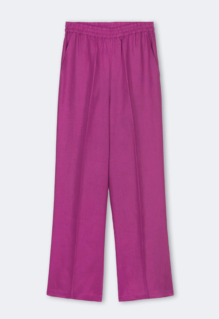 Choice Elasticated Waist Linen Trousers Purple