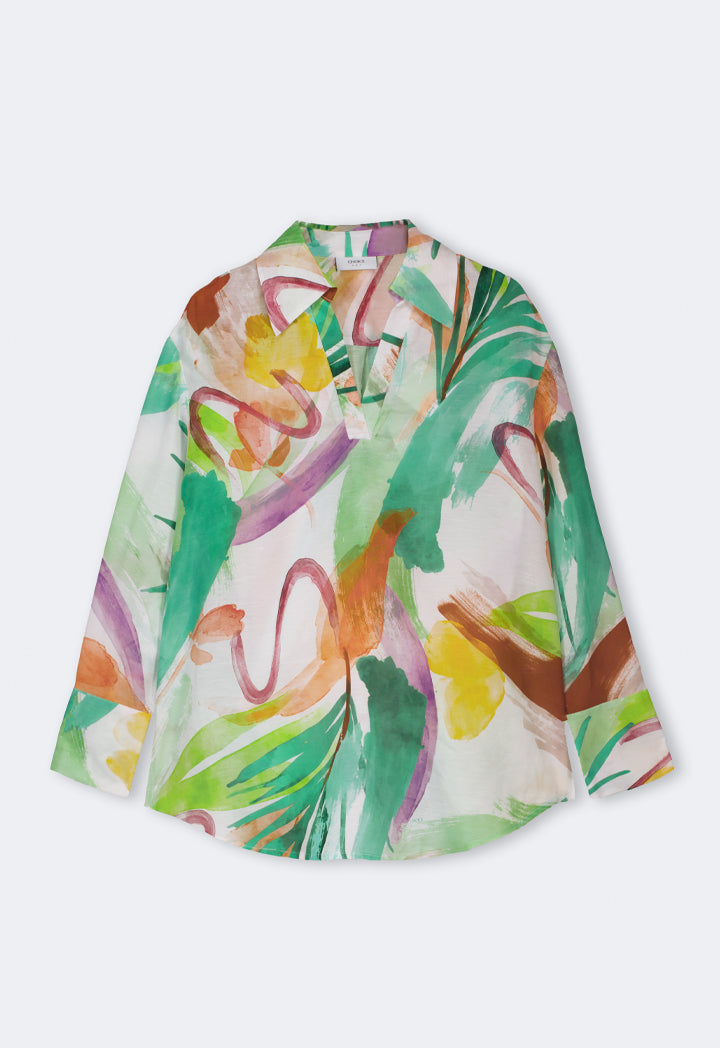 Choice High-Low Printed Shirt Multi Color