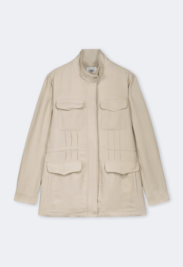 Choice Front Flap Pocket Basic Jacket Sand