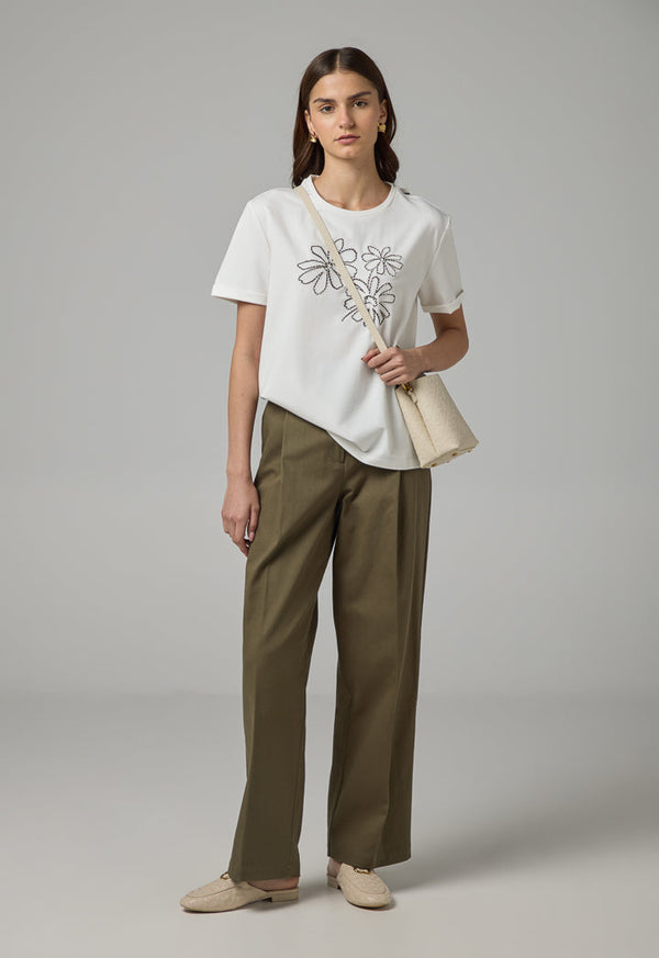 Choice Floral Embroidered Patch T-Shirt Off White