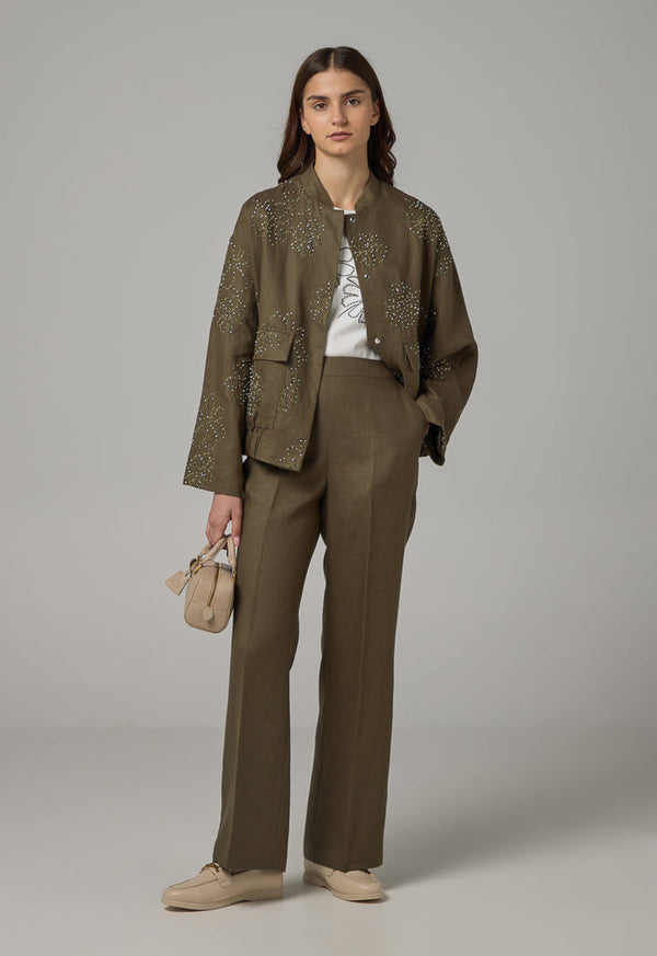 Choice Basic Wide Leg Trousers Khaki