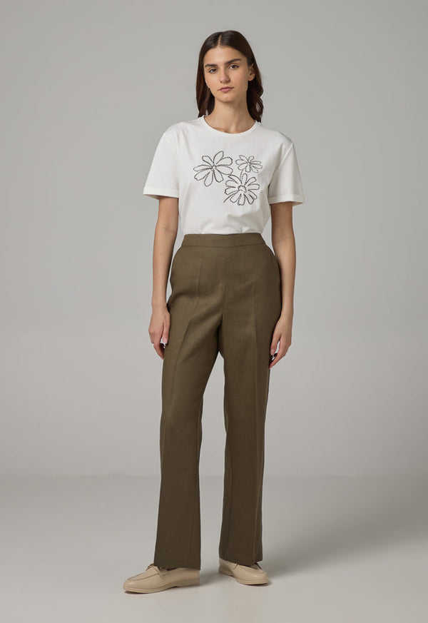 Choice Basic Wide Leg Trousers Khaki