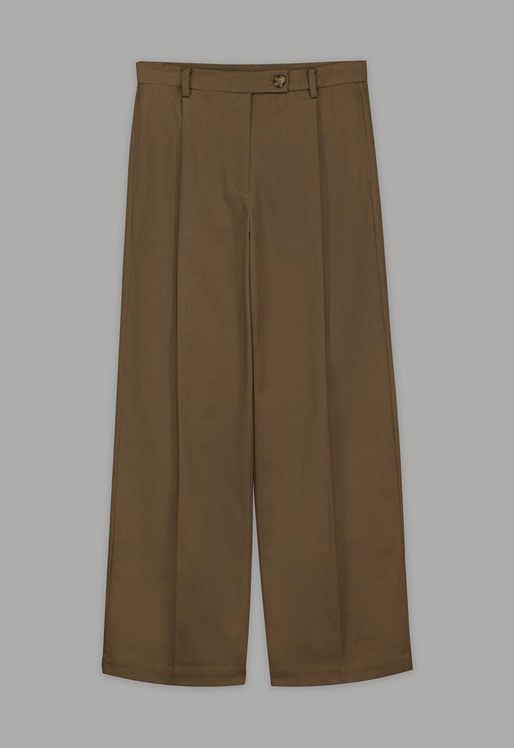 Choice Straight Cut Solid Denim Trousers Khaki