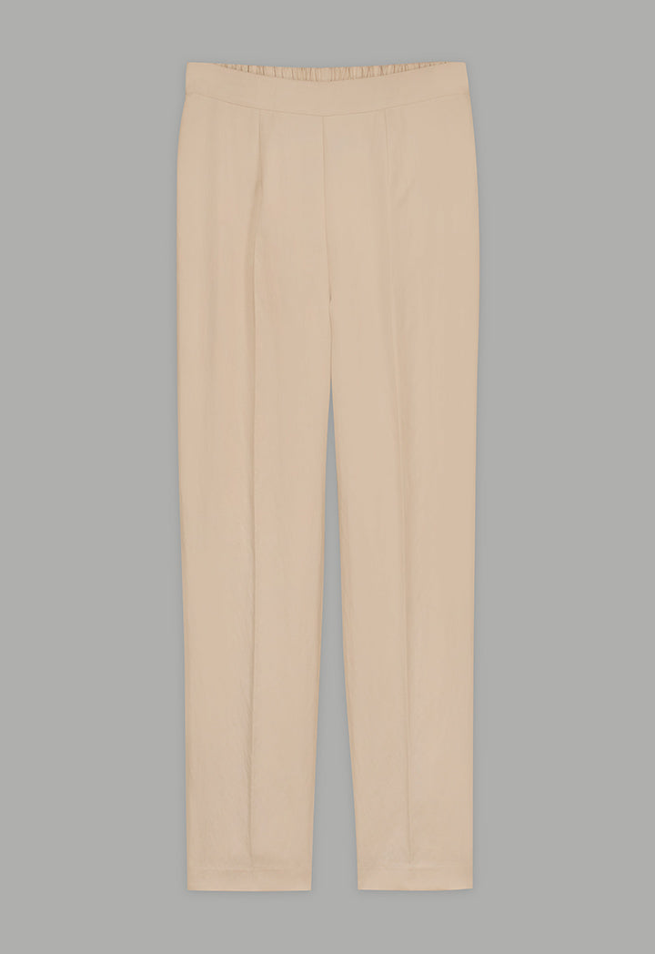 Choice Elastic Waist Basic Trousers Beige