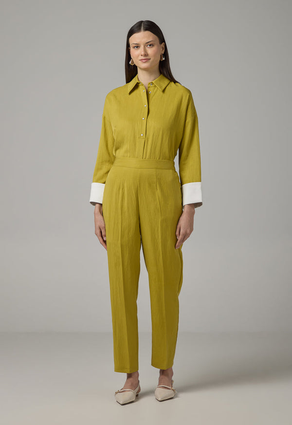 Choice Elastic Waist Basic Trousers Green