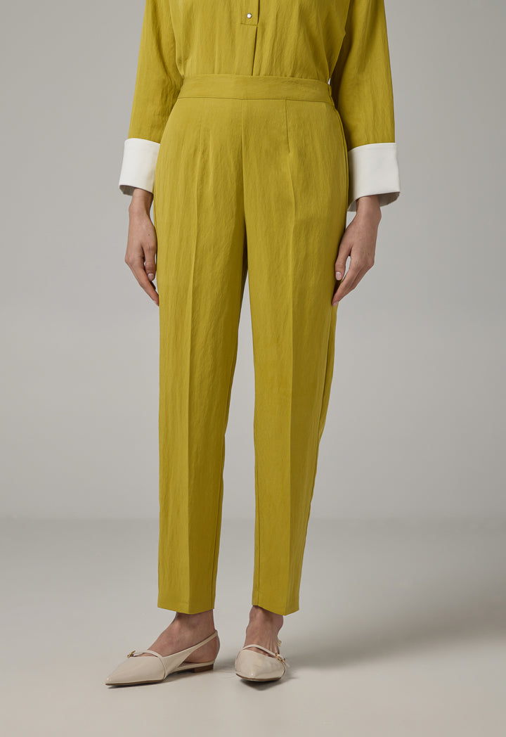 Choice Elastic Waist Basic Trousers Green