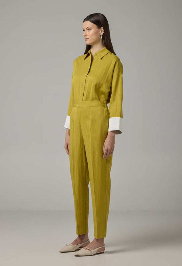 Choice Elastic Waist Basic Trousers Green