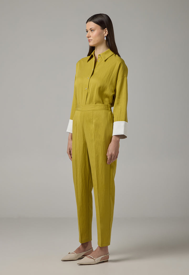 Choice Elastic Waist Basic Trousers Green