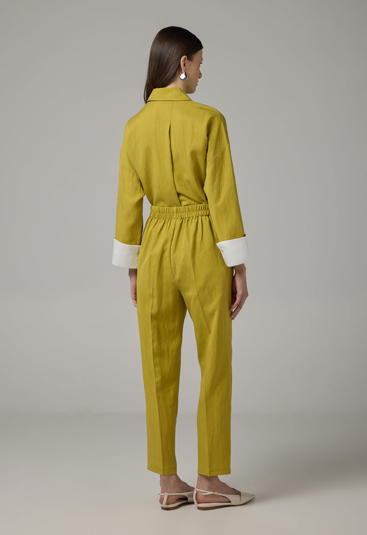 Choice Elastic Waist Basic Trousers Green