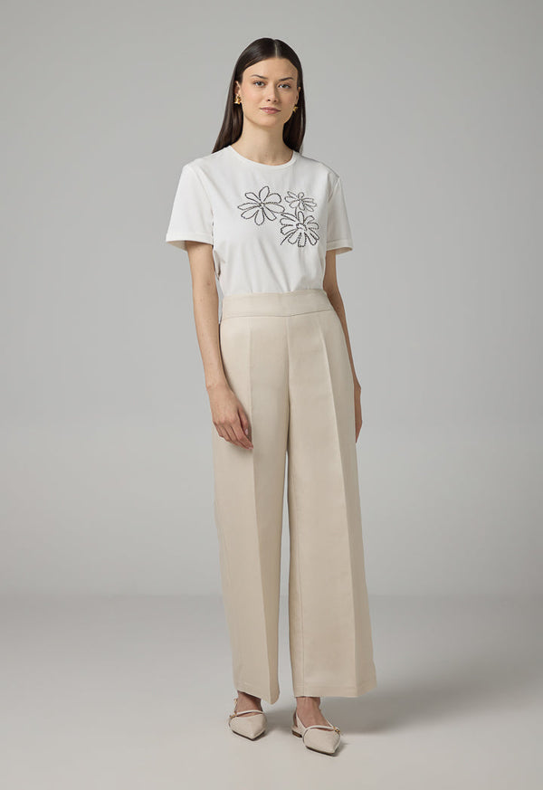 Choice Basic Wide Leg Trousers Beige