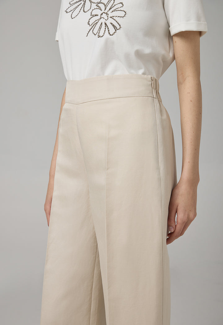 Choice Basic Wide Leg Trousers Beige