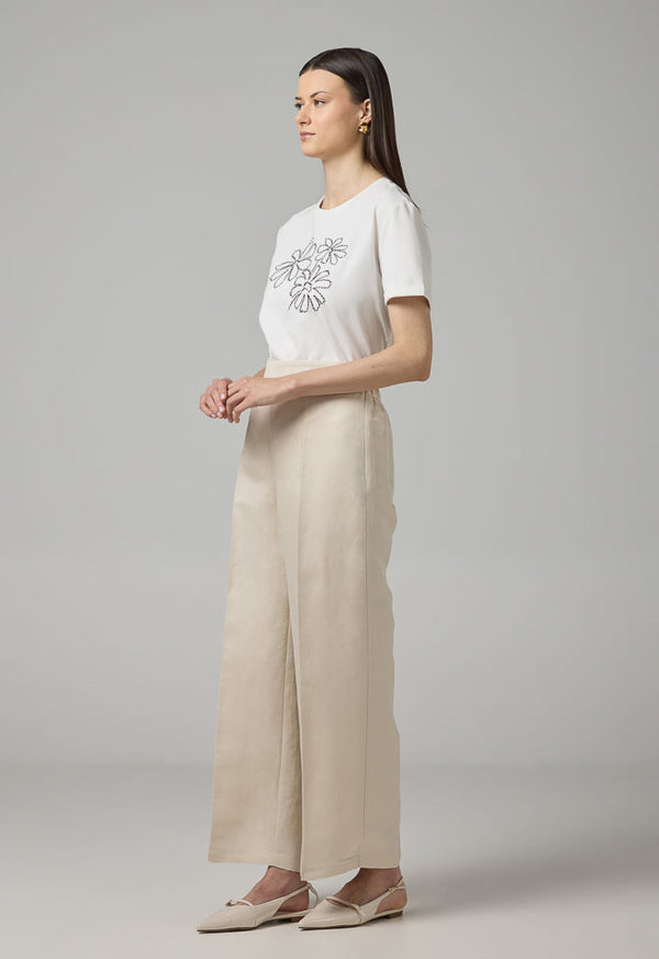 Choice Basic Wide Leg Trousers Beige