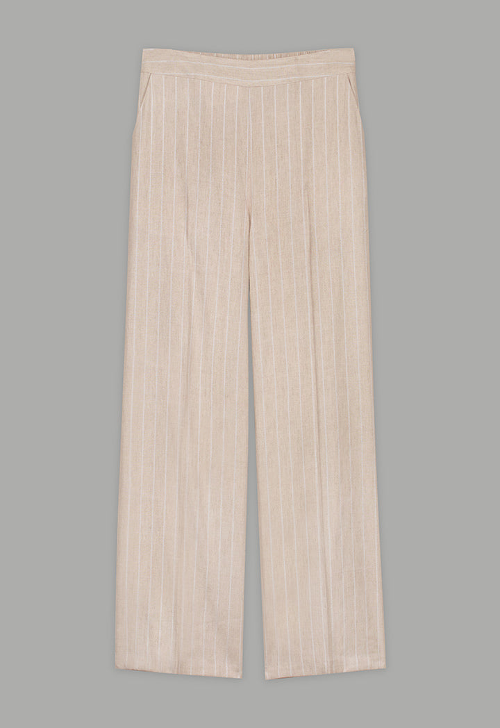 Choice Striped Wide Leg Trousers Beige