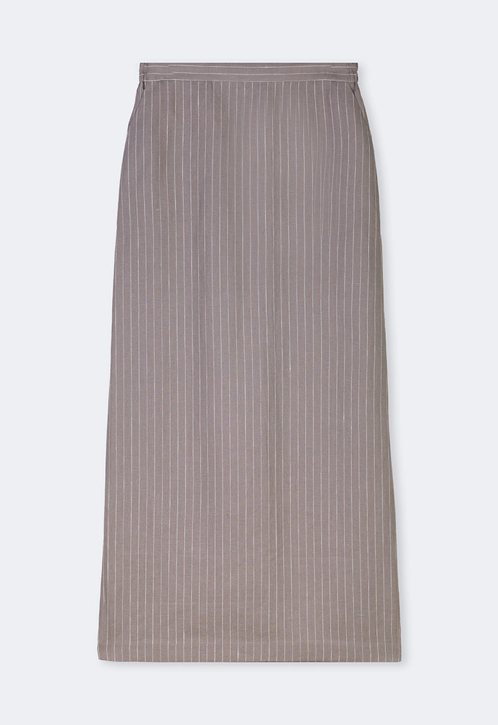 Choice Straight Cut Striped Skirt Grey