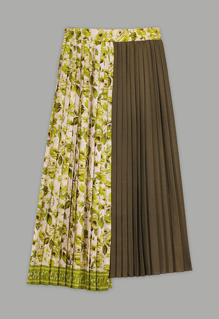 Choice Print Pleated Flared Skirt Multi Color