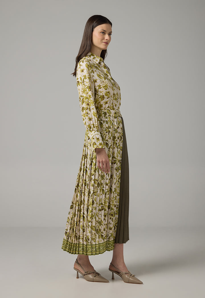 Choice Print Pleated Flared Skirt Multi Color