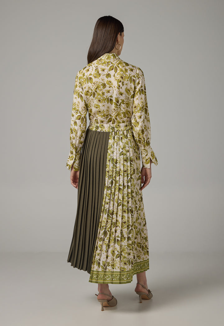 Choice Print Pleated Flared Skirt Multi Color