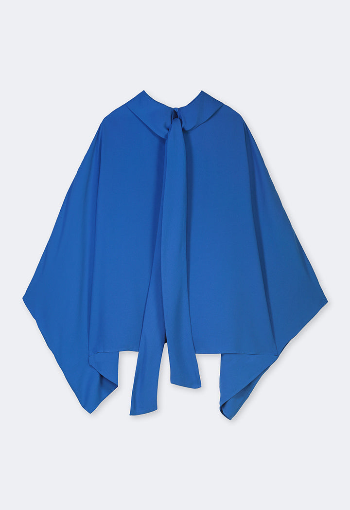 Choice Solid Cape Detail Top Blue