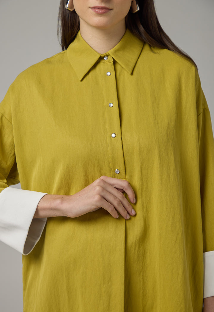 Choice Long Sleeve Solid Blouse Green