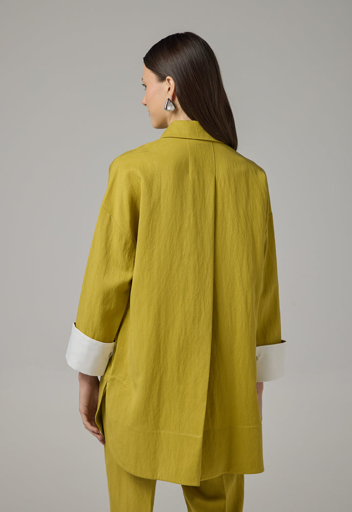 Choice Long Sleeve Solid Blouse Green